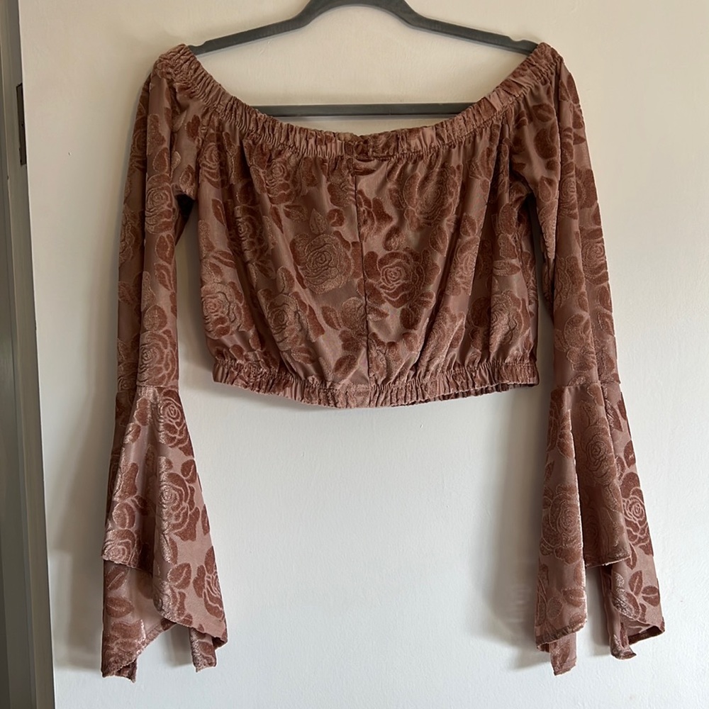 Rose/pink Cropped Off the Shoulder Top
